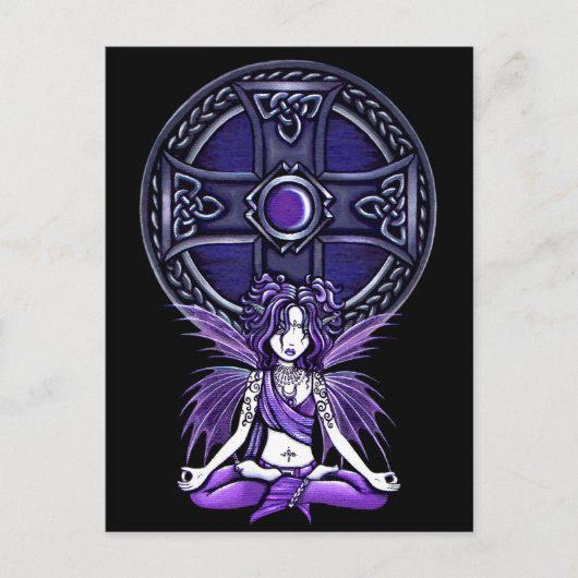 Carte postale "Celtic Lotus" Purple Yoga Fairy (Devant)