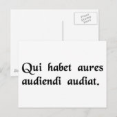 Carte Postale Celui qui a des oreilles, qu'il comprenne comment (Devant / Derrière)