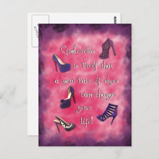 Carte Postale Cendrillon - De nouvelles chaussures peuvent chang (Devant / Derrière)