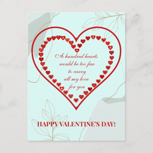 Carte Postale Cent Coeurs, Saint Valentin (Devant)