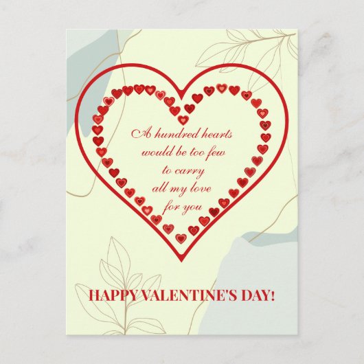 Carte Postale Cent Coeurs, Saint Valentin (Devant)