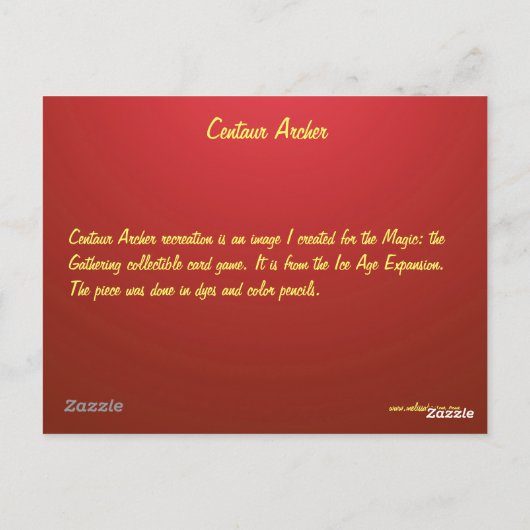 Carte Postale Centaur Archer (Dos)