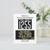 Carte Postale centenaire de plaque d'immatriculation du Delaware (Debout devant)