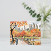 Carte Postale Central Park, aquarelles, générées par l'IA, (Debout devant)