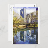 Carte Postale Central Park avec réflexion NYC (Devant / Derrière)