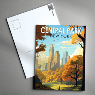 Carte Postale Central Park New York Voyage Art Rétro