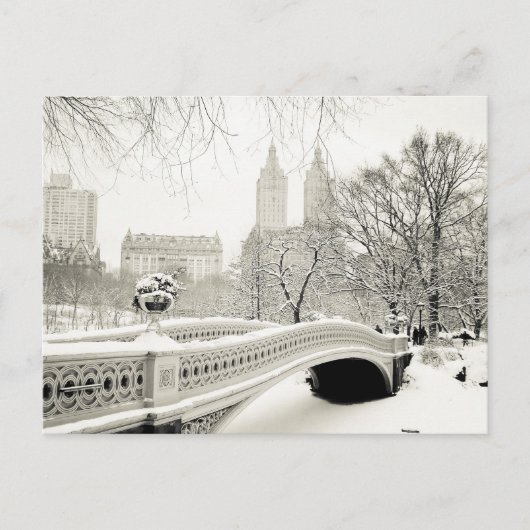Carte Postale Central Park Winter - Neige sur Bow Bridge (Devant)