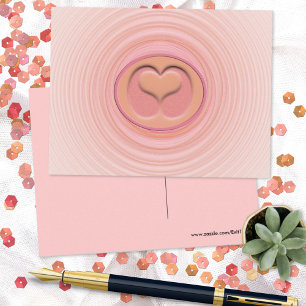 Carte Postale Centre cardiaque 3D inspiré par l'amour Pink Peach