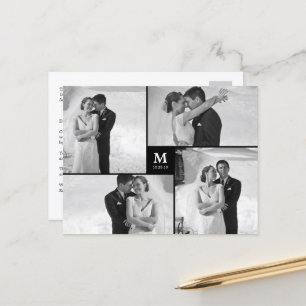 Carte Postale Centre Carré Monogramme Mariage Merci photo