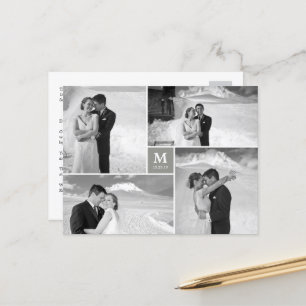Carte Postale Centre Carré Monogramme Mariage Merci photo
