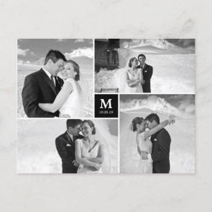 Carte Postale Centre Carré Monogramme Mariage Merci photo
