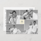 Carte Postale Centre Carré Monogramme Mariage Merci photo (Devant / Derrière)