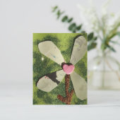 Carte Postale Centre de coeur rose fleur médium mixte (Debout devant)