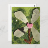 Carte Postale Centre de coeur rose fleur médium mixte (Devant / Derrière)