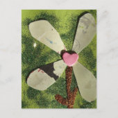 Carte Postale Centre de coeur rose fleur médium mixte (Devant)