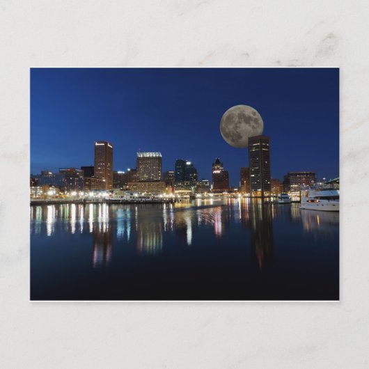 Carte Postale Centre-ville Baltimore Maryland Dusk Skyline Moon (Devant)