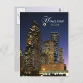 Carte Postale Centre-ville de Houston, Texas la nuit (Devant / Derrière)