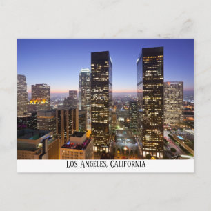 Carte Postale Centre-ville de Los Angeles avec lumières brillant
