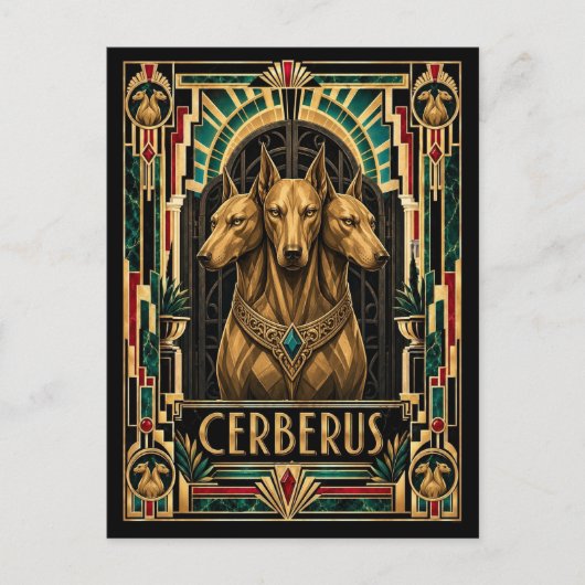 Carte Postale Cerberus, Art Déco Mythique (Devant)