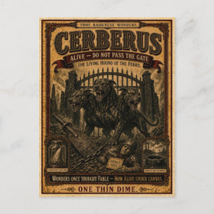 Carte Postale Cerberus, Monstre de Cirque Vintage