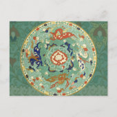 Carte Postale Cercle chinois antique bleu vert (Devant)