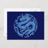 Carte Postale Cercle de dragon chinois bleu traditionnel (Devant / Derrière)