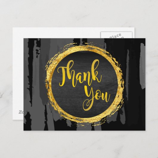 Carte Postale Cercle de Parties scintillant en or noir Merci Abs (Devant / Derrière)