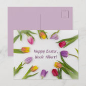 Carte Postale Cercle modifiable de tulipes, vœu de Pâques (Devant / Derrière)