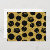 Carte Postale Cercle noir dessiné à la main sur fond doré (Devant / Derrière)