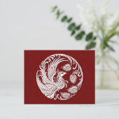 Carte Postale Cercle Phoenix Blanc traditionnel sur rouge (Debout devant)