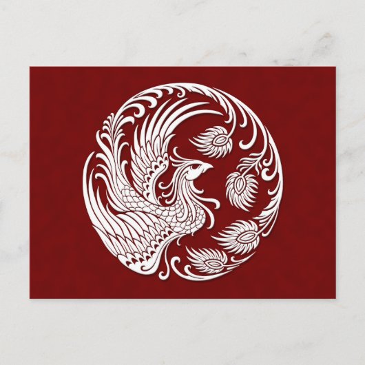 Carte Postale Cercle Phoenix Blanc traditionnel sur rouge (Devant)