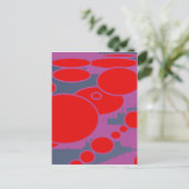 Carte Postale cercle rouge et bleu foncé violet art abstrait (Debout devant)