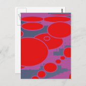Carte Postale cercle rouge et bleu foncé violet art abstrait (Devant / Derrière)