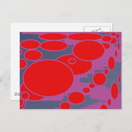 Carte Postale cercle rouge et bleu foncé violet art abstrait (Devant / Derrière)