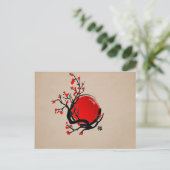 Carte Postale Cercle Zen Enso, Soleil et Rouge Sakura Blossom (Debout devant)