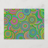 Carte Postale Cercles abstraits rétro mod, vert et rouge orange (Devant)