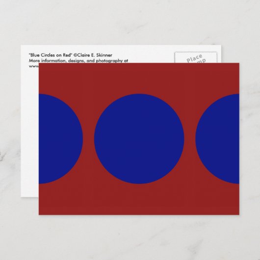 Carte Postale Cercles bleus sur rouge (Devant / Derrière)