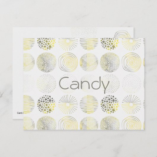 Carte Postale Cercles, dessinés à la main, spirales, points, jau (Devant / Derrière)