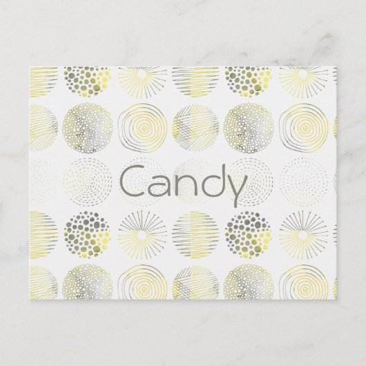 Carte Postale Cercles, dessinés à la main, spirales, points, jau (Devant)
