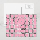 Carte Postale Cercles Modernes du Milieu du Siècle, rose corail  (Devant / Derrière)