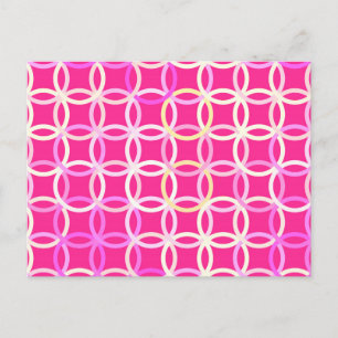Carte Postale Cercles Modernes du Milieu du Siècle, rose fuchsia
