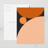 Carte Postale Cercles Orange et Pêche Abstraits (Devant / Derrière)