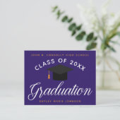 Carte Postale Cérémonie de graduation violette Custom 2023 Invit (Debout devant)