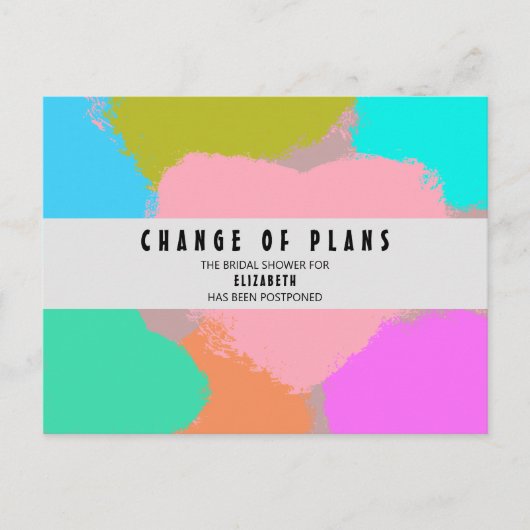 Carte Postale Cérémonie de mariage : Changement de plans cœurs (Devant)