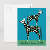 Carte Postale Cerf à pois bff rétablis-toi vite (Devant / Derrière)