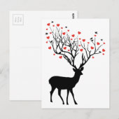 Carte Postale Cerf aux coeurs rouges (Devant / Derrière)