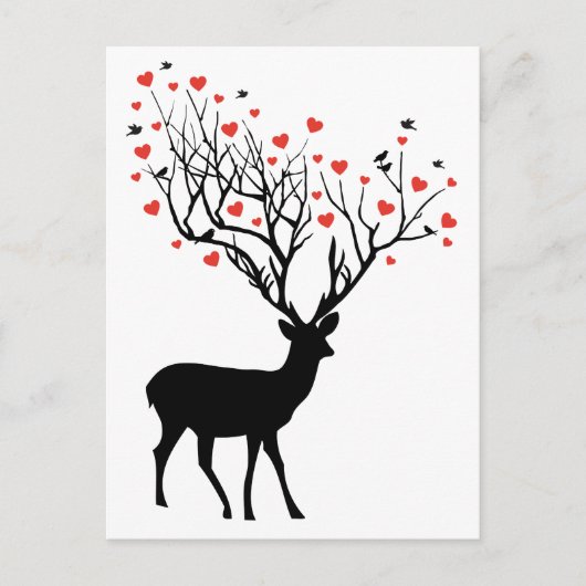 Carte Postale Cerf aux coeurs rouges (Devant)