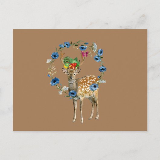 Carte postale Cerf aux fruits floraux (Devant)