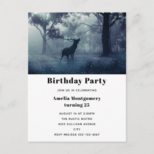 Carte Postale Cerf avec Antlers dans la forêt ombragée (Devant)