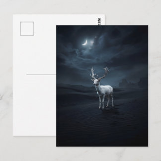 Carte Postale Cerf blanc dans le désert nocturne